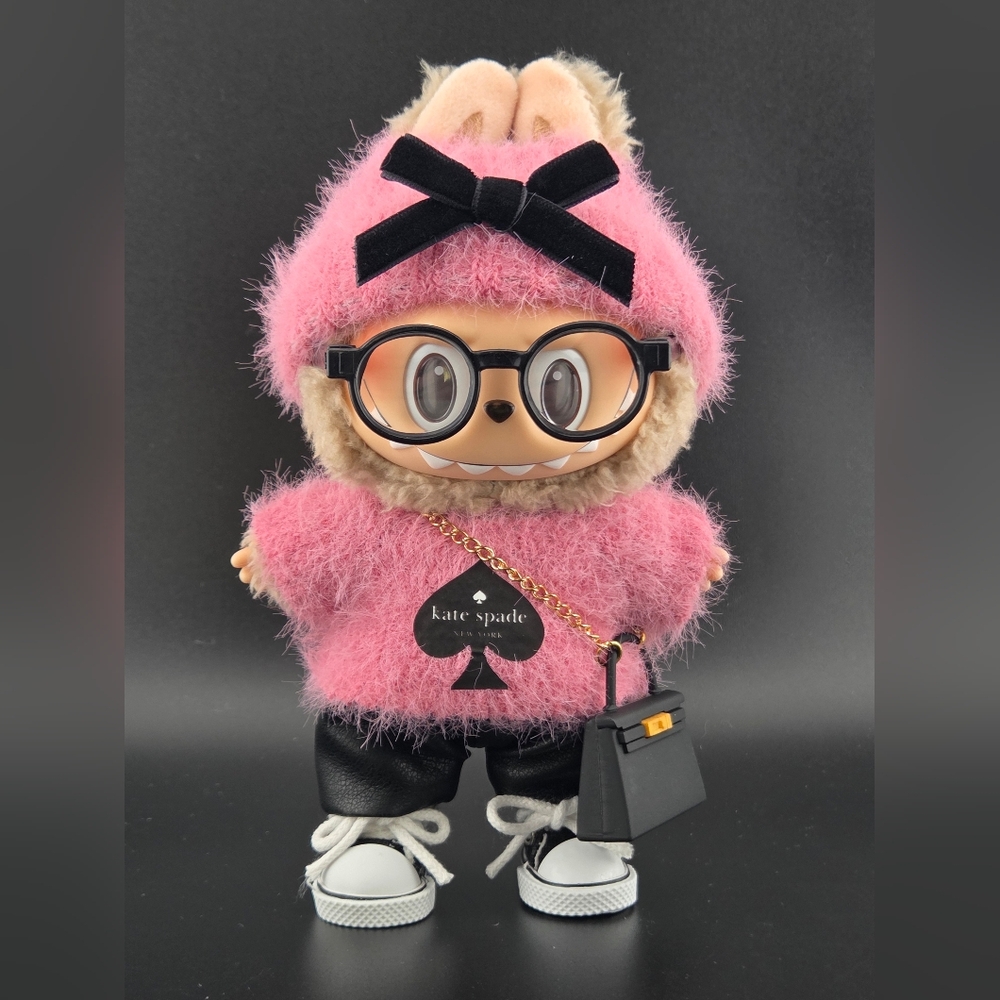 Fits Labubu Clothes Pink Fuzzy